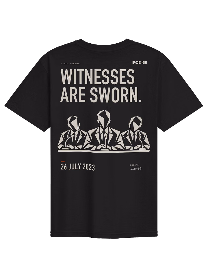 Public Hearing Tee — 26 Jul 2023 — Fourthwall digital preview