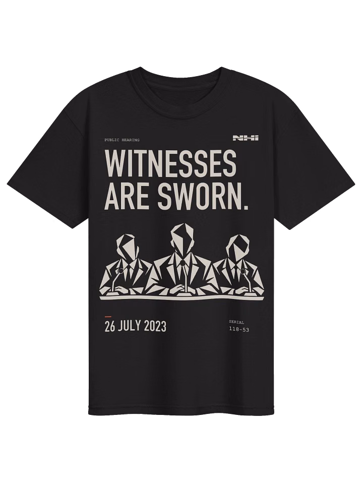 Public Hearing Tee — 26 Jul 2023 — Fourthwall digital preview