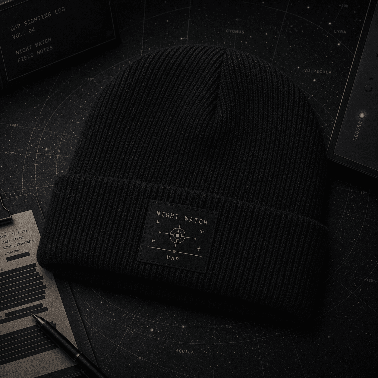 Night Watch Beanie mockup