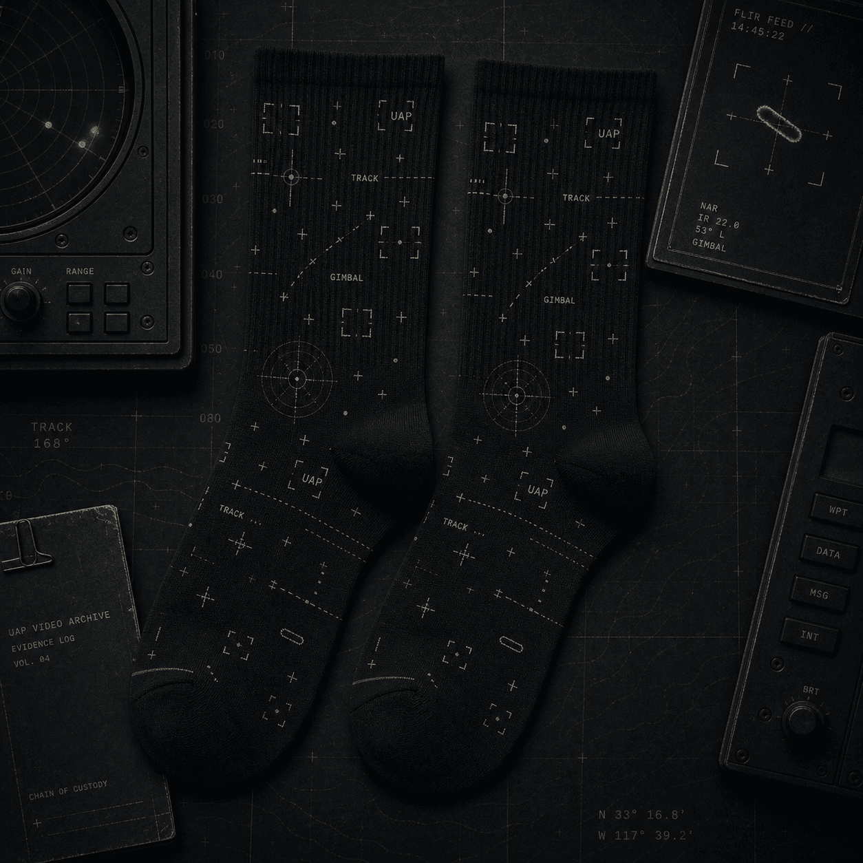 Radar Track Crew Socks mockup